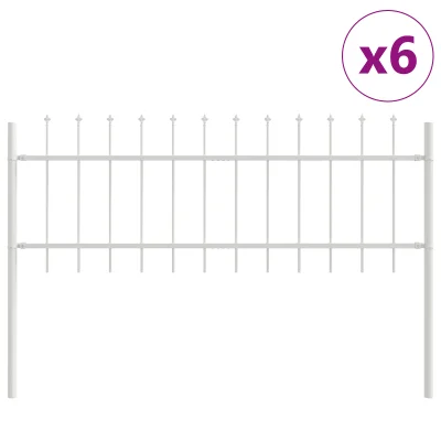 vidaXL Vrtna ograja z vrhom v obliki suliča - bela, 10,2 x 0,6 m, jeklo