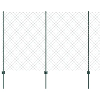 vidaXL Verižna ograja z 10 U stebrički Zelena 1.6x10 m Jeklo