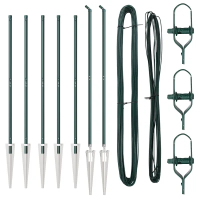 vidaXL Opreme za ograje s pikami 7 kos Ø32 mm 180 cm Galvanizirano jeklo