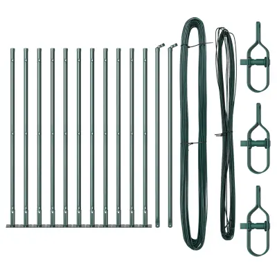 vidaXL Stebri za ograjo z osnovnimi ploščami 13 kosov Ø32mm 90cm Galvanizirano jeklo