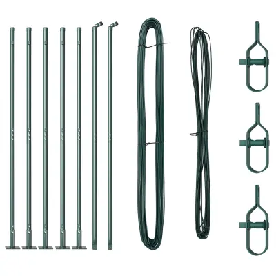 vidaXL Stebri za ograjo s podnožjem 7 kos Ø32mm 88,5cm Galvanizirano jeklo