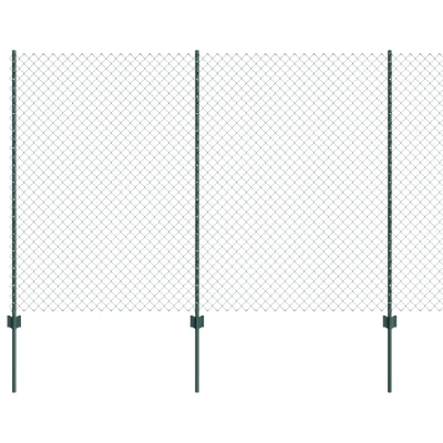 vidaXL Ograja iz verige s 10 U-stolpci Zelena 1.5x10 m Jeklo