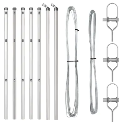 vidaXL Stebri za ograjo 7 kos Ø32 mm 80 cm Galvanizirana jeklena