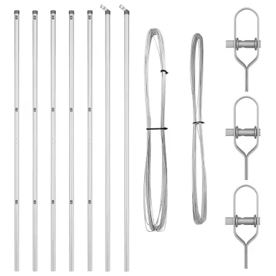 vidaXL Stebri za ograjo 7 kosov Ø32 mm 170 cm Cinkano jeklo