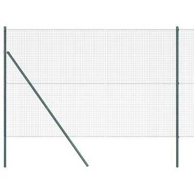 vidaXL set stebrov ograje set 2 zeleno jeklo, PVC 10 x 1,5 m