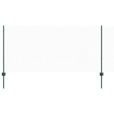 vidaXL Ograjni stebri 11 kos U-kana zelena 100 cm jeklo