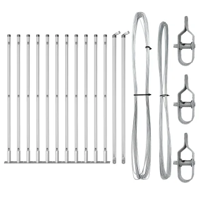 vidaXL Stebri za ograjo z osnovnimi ploščami 13 kos Ø32mm 70cm Galvanizirano jeklo