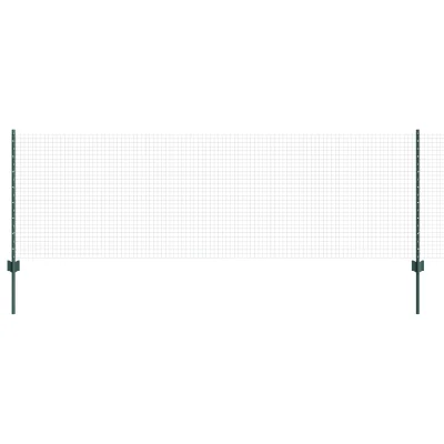 vidaXL Varjena žična ograja z 5 U stebrički Zelena 0.8x10 m Jeklo