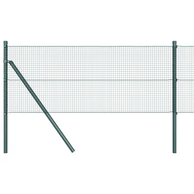 vidaXL Ograjni steber Set 2 Zelen Prašno lakirano jeklo 10 x 0.5 m