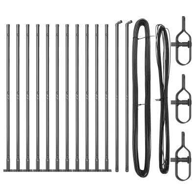 vidaXL Stebri za ograjo z osnovnimi ploščami 13 kosov Ø32mm 88,5cm Galvanizirana jeklo
