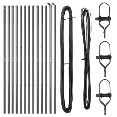 vidaXL Stebri za ograjo 13 kosov Sivi Ø32 mm 150 cm Galvanizirano jeklo