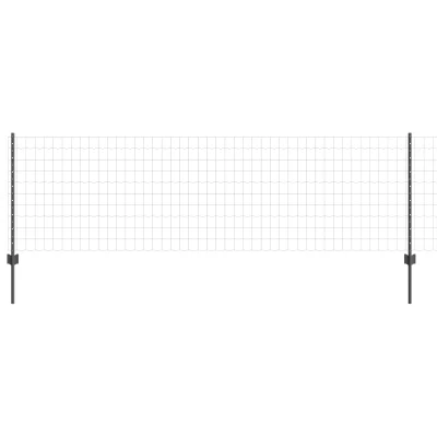 vidaXL Euro ograja z 5 U stebrički Siva 0,8x10 m Jeklo