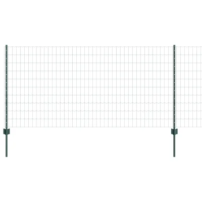vidaXL Euro ograja z 11 U stebrički zelena 1x25 m jeklo