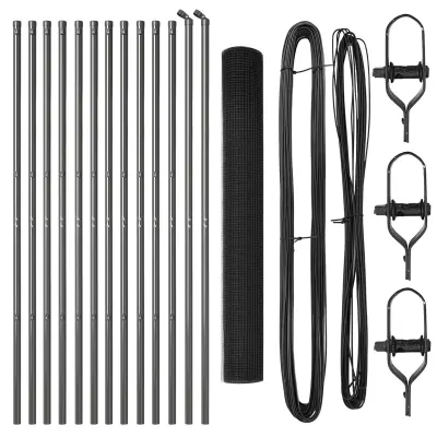 vidaXL Ograjni drogovi Set 2 Siva Kovina, PVC 25 x 1 m Trajno
