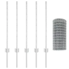 vidaXL Euro ograja s 5 U stebrički Siva 0,8x10 m Jeklo