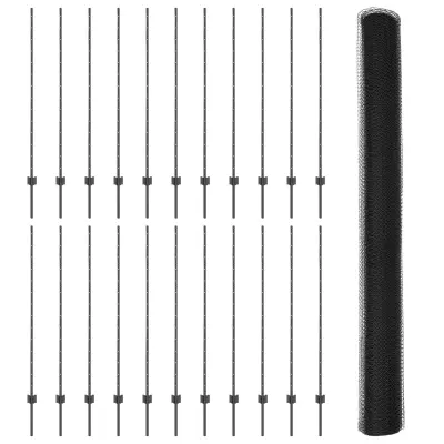 vidaXL Ogradni količki 22 kosov U-kanal sivi 140 cm jeklo, vidaXL Šesterokotna ograja siva 1.4x50 m jeklo