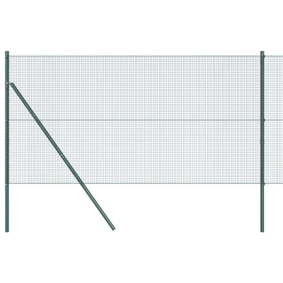 VidaXL varjena žičnata ograja z 7 stebrički Zelena 1.2x10 m Jeklo