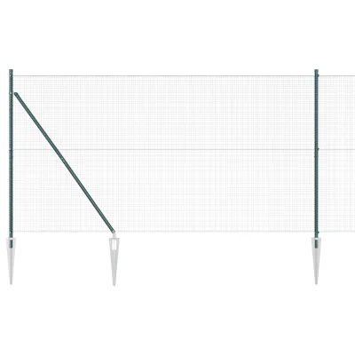 vidaXL varjena žična ograja z 7 bodicami zelena 1.4x10 m jeklo
