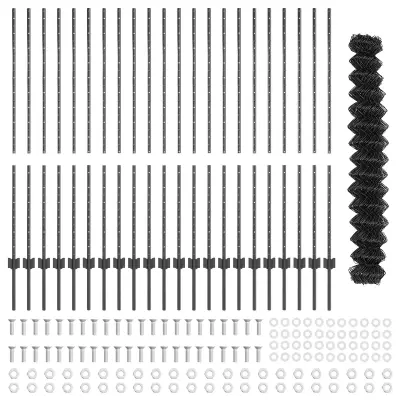 vidaXL ograja iz verige z 44 U piloni siva 1.4x25 m jeklo