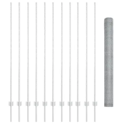 vidaXL Set ograje za vrt Set 2 Pocinkano jeklo Ograja 25 x 1,5 m