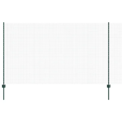 vidaXL Varjena mrežasta ograja z 22 U stebrički Zelena 1.4x50 m Jeklo