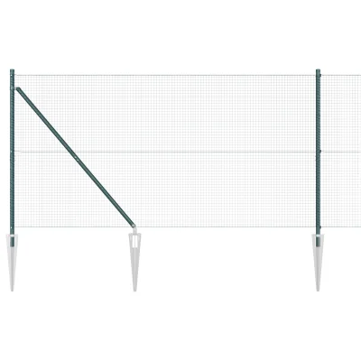 vidaXL varjena žična ograja s 7 spike postov Zelena 1.2x10 m Jeklo