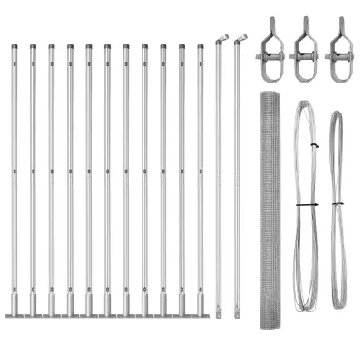 vidaXL varjena žična ograja s 13 flanged posts 1.4x25 m galvanizirano jeklo
