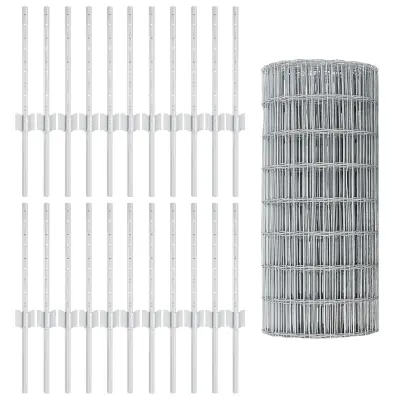 vidaXL Euro ograja z 22 U nosilci Srebrna 0,4x50 m Jeklo