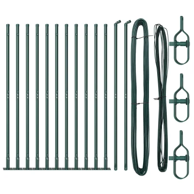 vidaXL Stebri za ograjo z osnovnimi ploščami 13 kosov Ø32mm 78,5cm Galvanizirano jeklo