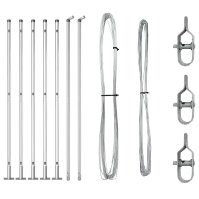 VidaXL ogračni stebri z osnovnimi ploščami 7 kos Ø32mm 88,5cm cinkano jeklo