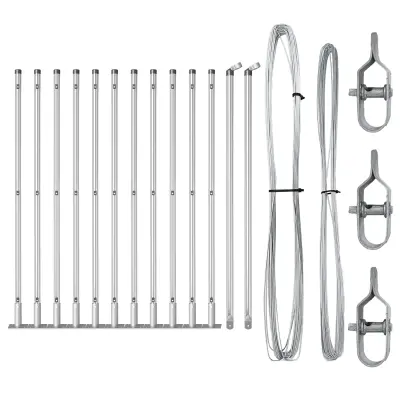 vidaXL Stebri za ograjo s podlagami 13 kos Ø32mm 110cm Galvanizirano jeklo