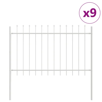 vidaXL Vrtna ograja z bodičastim vrhom Bela 15,3x0,8 m Jeklo