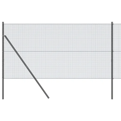 vidaXL Varjena Ograja z 13 Stebri Siva 1.4x25 m Kovina