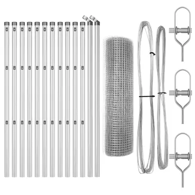 vidaXL Galvanizirana Žičnata Ograja s 13 Stebri 0.6x25 m