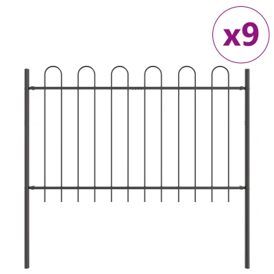 vidaXL Ograja z oboki, Siva, 15.3x0.8 m, Jeklo