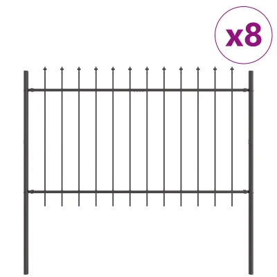 vidaXL Vrtna ograja s sulico Siva 13,6x0,8 m Jeklo