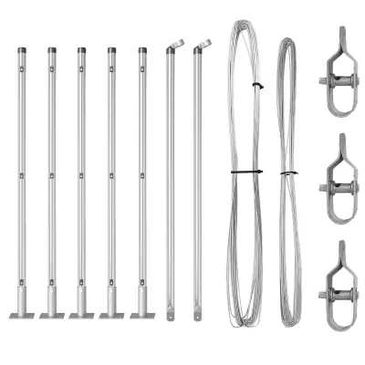 vidaXL Stebri za ograjo z osnovnimi ploščami 7 kosov Ø32mm 110cm Galvanizirano jeklo