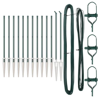 vidaXL Steber za ograjo s konico 13 kosov Ø32 mm 60 cm Galvanizirano jeklo