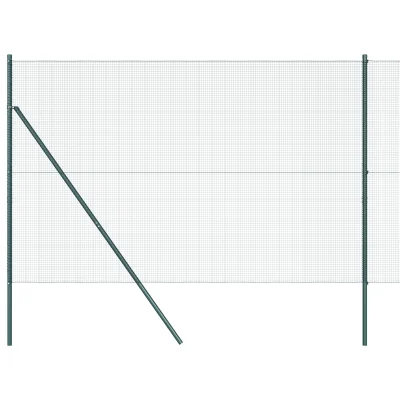 vidaXL Varjena Ograja s 13 Stebri Zelena 1.6x25 m Jeklo