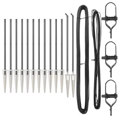 vidaXL Stebri za ograjo s konico 13 kosov Ø32 mm 80 cm Galvanizirana jeklo