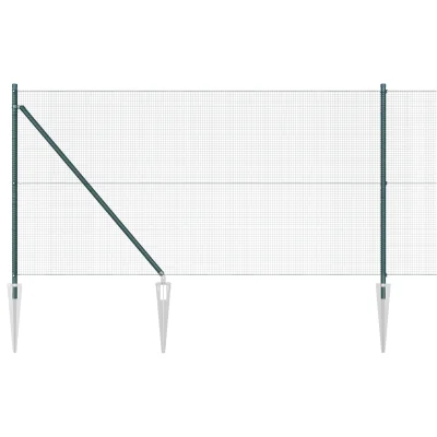vidaXL set ograjnih stebrov Set 2 Zeleno Kovina s PVC-jem 10 x 1 m