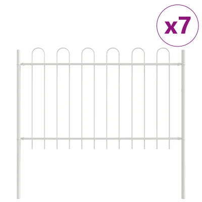 vidaXL Zunanja Ograja s Krogličastim Vrhuncem, Bela, 11,9x1 m, Jeklo