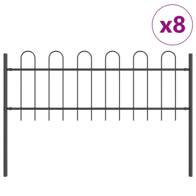 vidaXL Ograja z obročnim vrhom Siva 13,6x0,6 m Jeklo