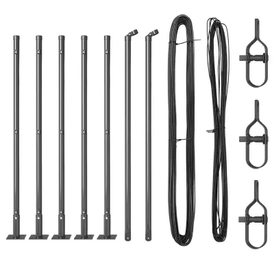 vidaXL Stebri za ograjo z osnovnimi ploščami 7 kos Ø32mm 50cm Galvanizirano jeklo