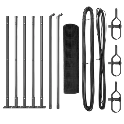 vidaXL Set ograjnih stebrov Set 2 Sivi Jeklo 10 x 0.5 m Trdno