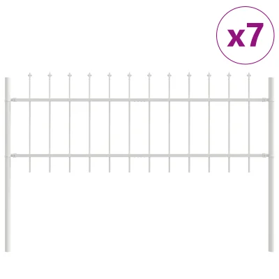 vidaXL Vrtna ograja z ostrim vrhom, bela, 11,9x0,6 m, jeklo