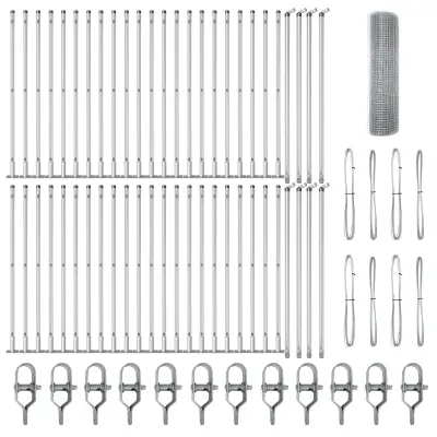 vidaXL Varjena žična ograja s 13 flanšami 0.4x100 m Pocinkano jeklo