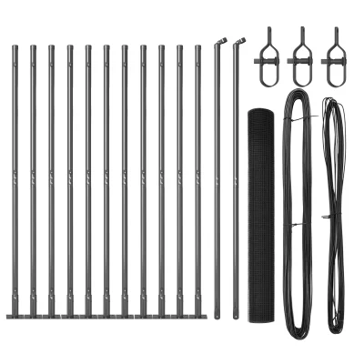 vidaXL set ograjnih stebričev Set 2 Siva Kovina in PVC 25 x 1 m