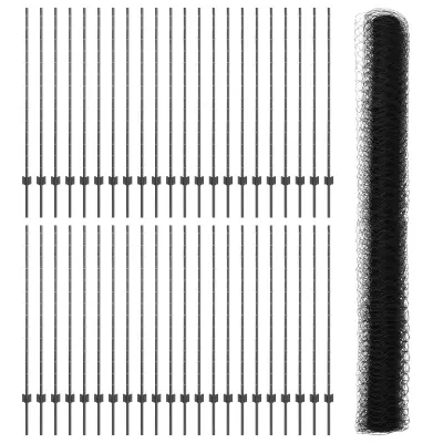 vidaXL Ograja z 22 kosi U-kanala Siva 140 cm Jeklo, vidaXL Šesterokotna ograja Siva 1,4x100 m Jeklo
