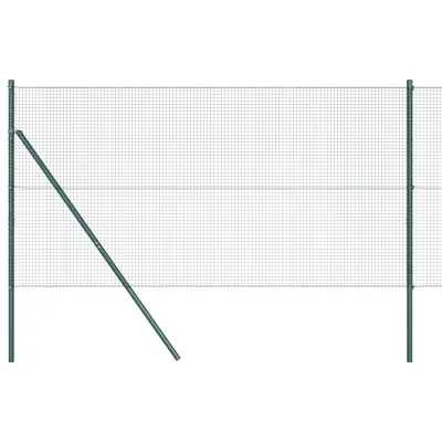vidaXL Set ograjnih stebrov Set 2 Zelen Jeklo, PVC 10 x 1 m Močan
